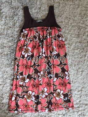 Brown Tank Top Floral Maxi Dress — Pink & Brown Print